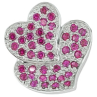 Ruby white gold heart pendant