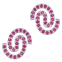 Pink sapphire white gold stud earrings