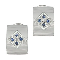 Blue sapphire white gold earrings