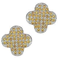 Yellow sapphire white gold flower stud earrings