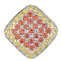 Yellow and orange sapphire white gold designer pendant