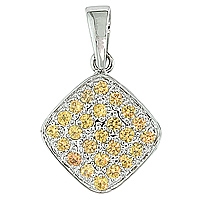 Yellow sapphire white gold designer pendant
