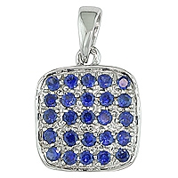 Blue sapphire white gold classic pendant