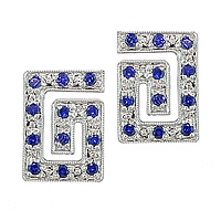 Blue sapphire white gold stud earrings