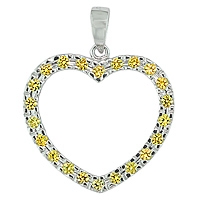 Yellow sapphire white gold heart pendant