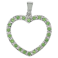 Tsavorite white gold heart pendant