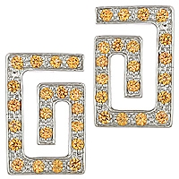 Orange sapphire white gold stud earrings