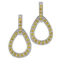 Yellow sapphire white gold drop earrings