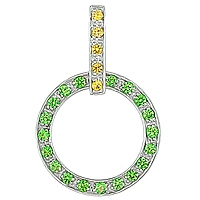 Yellow sapphire and tsavorite white gold designer pendant