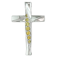 Yellow sapphire white gold cross pendant
