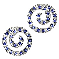Blue sapphire white gold stud earrings