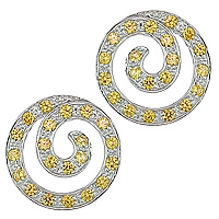 Yellow sapphire white gold stud earrings