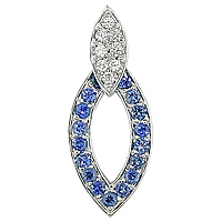 Blue sapphire white gold designer pendant