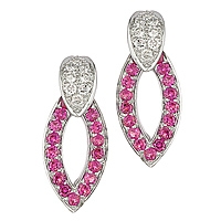 Pink sapphire white gold drop earrings