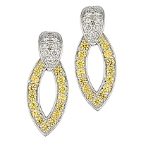 Yellow sapphire white gold drop earrings