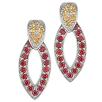 Yellow and orange sapphire white gold drop earrings