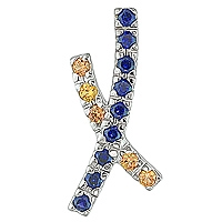 Yellow and blue sapphire white gold designer pendant