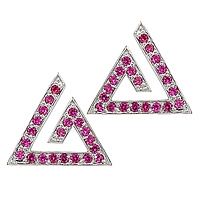 Pink sapphire white gold stud earrings