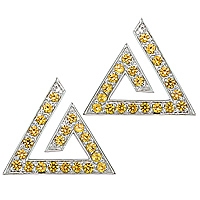 Yellow sapphire white gold stud earrings