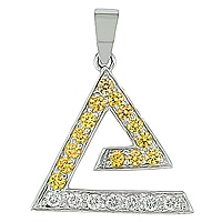 Yellow sapphire white gold designer pendant