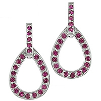 Pink sapphire white gold drop earrings
