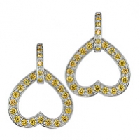 Yellow sapphire white gold heart drop earrings