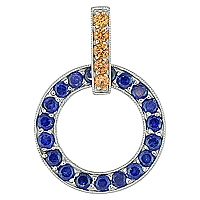 Orange and blue sapphire white gold designer pendant