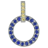 Yellow and blue sapphire white gold designer pendant