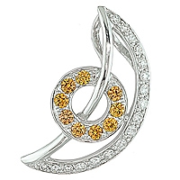 Yellow sapphire white gold designer pendant