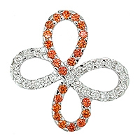 Orange sapphire white gold flower pendant