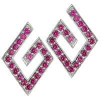 Pink sapphire white gold stud earrings