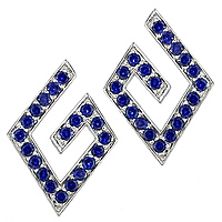 Blue sapphire white gold stud earrings