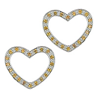 Yellow sapphire white gold heart stud earrings