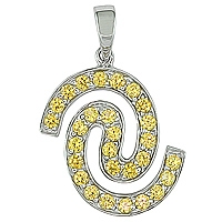 Yellow sapphire white gold designer pendant