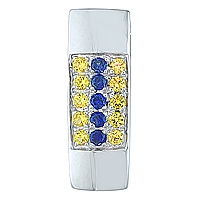 Yellow and blue sapphire white gold designer pendant