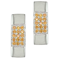 Orange sapphire white gold stud earrings