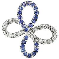 Blue and white sapphire white gold flower pendant