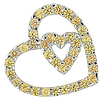 Yellow sapphire white gold heart pendant
