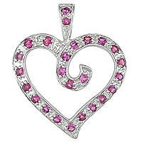 Pink sapphire white gold heart pendant