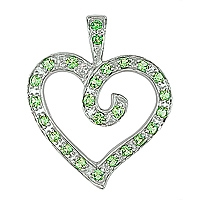 Tsavorite white gold heart pendant