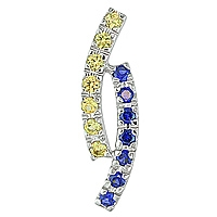 Yellow and blue sapphire white gold designer pendant