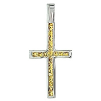 Yellow sapphire white gold cross pendant