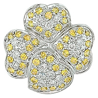 Yellow sapphire white gold flower pendant