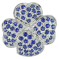 Blue sapphire white gold flower pendant
