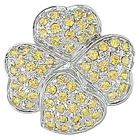 Yellow sapphire white gold flower pendant