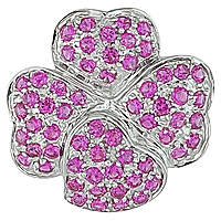 Pink sapphire white gold flower pendant