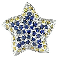 Yellow and blue sapphire white gold sea star pendant