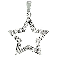 White sapphire white gold star pendant
