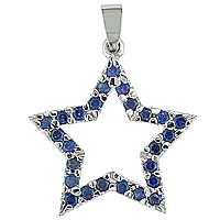 Blue sapphire white gold star pendant