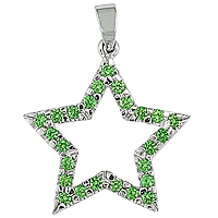 Tsavorite white gold star pendant
